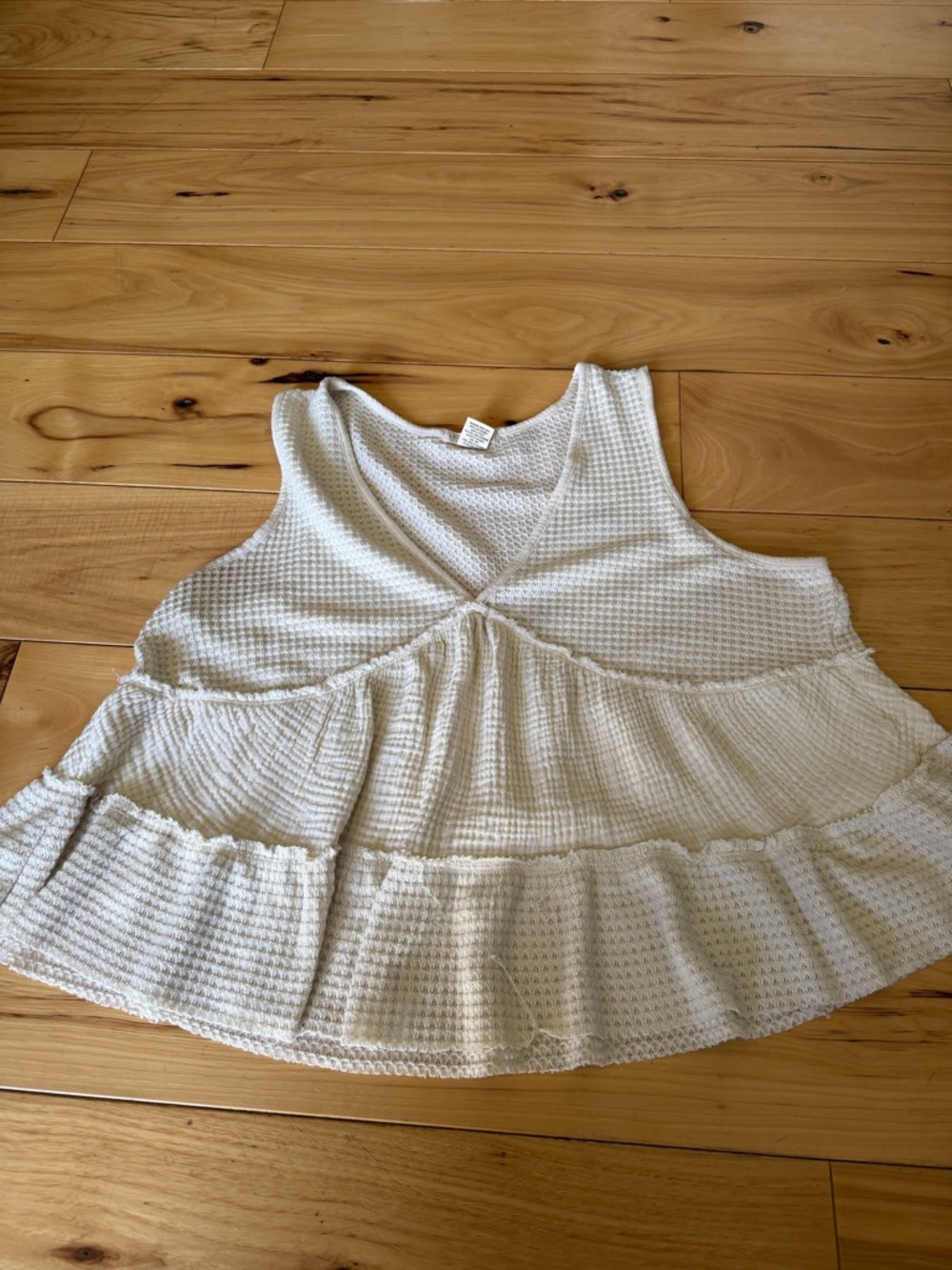 torrid White Waffle Knit Tiered Tank Top